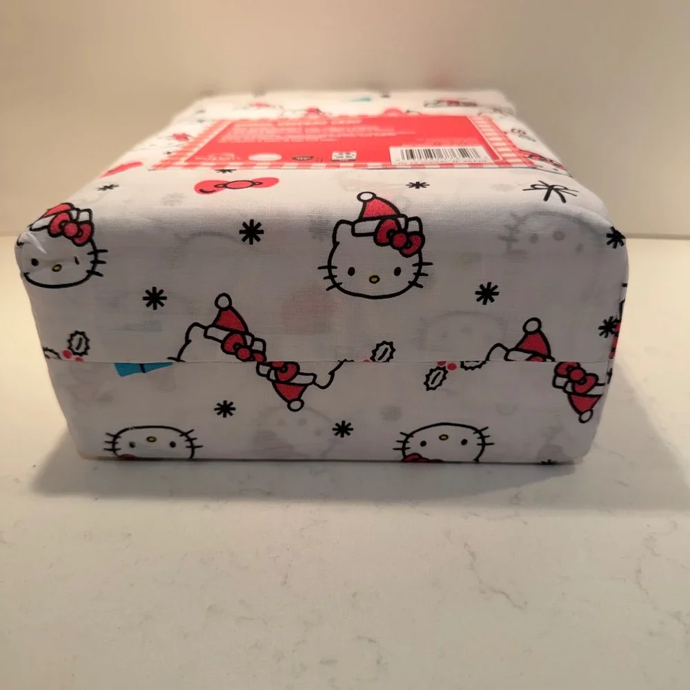 Hello Kitty Sanrio White 100% Cotton 4 Piece Full Sheet Set NEW Holiday Kids Bed
